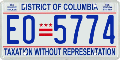DC license plate EO5774