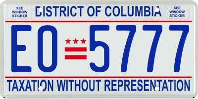 DC license plate EO5777
