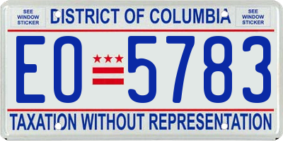 DC license plate EO5783