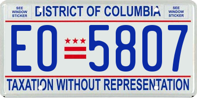 DC license plate EO5807