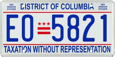 DC license plate EO5821