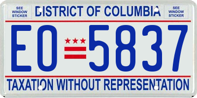 DC license plate EO5837