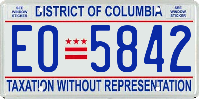 DC license plate EO5842