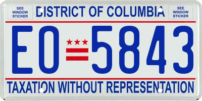 DC license plate EO5843