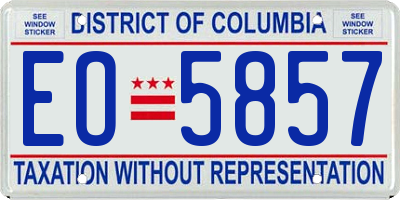 DC license plate EO5857