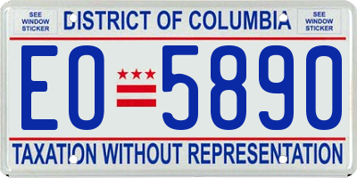 DC license plate EO5890