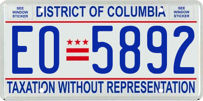 DC license plate EO5892