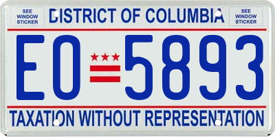 DC license plate EO5893