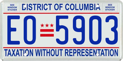 DC license plate EO5903