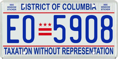 DC license plate EO5908