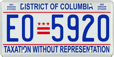 DC license plate EO5920