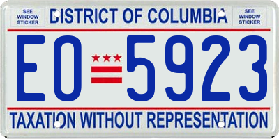 DC license plate EO5923
