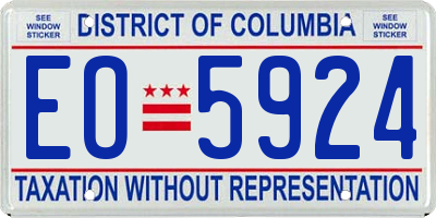 DC license plate EO5924