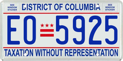 DC license plate EO5925