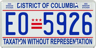 DC license plate EO5926