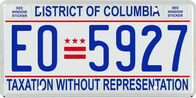 DC license plate EO5927