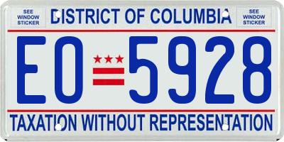 DC license plate EO5928