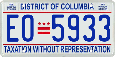 DC license plate EO5933