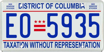 DC license plate EO5935