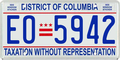 DC license plate EO5942