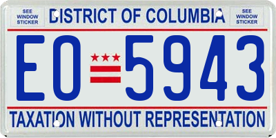 DC license plate EO5943