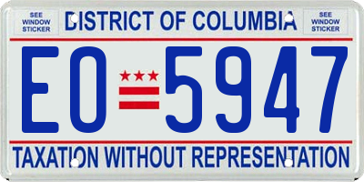 DC license plate EO5947