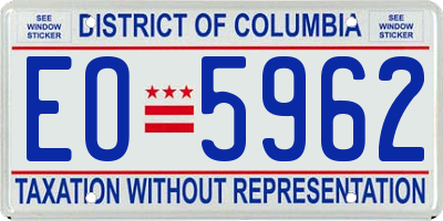 DC license plate EO5962