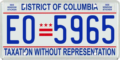 DC license plate EO5965