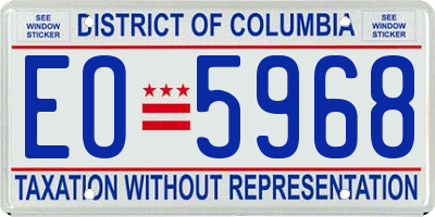 DC license plate EO5968