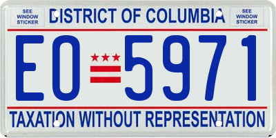 DC license plate EO5971