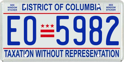 DC license plate EO5982