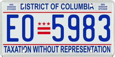 DC license plate EO5983