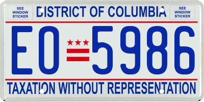 DC license plate EO5986