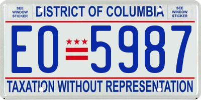 DC license plate EO5987