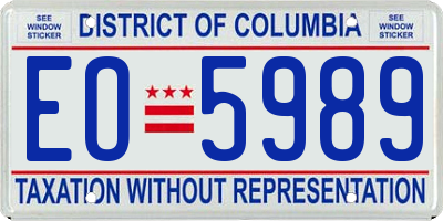 DC license plate EO5989