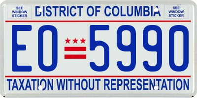 DC license plate EO5990