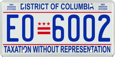 DC license plate EO6002