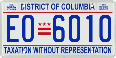 DC license plate EO6010