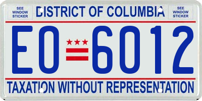 DC license plate EO6012