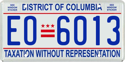 DC license plate EO6013