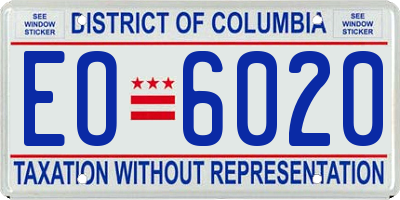 DC license plate EO6020