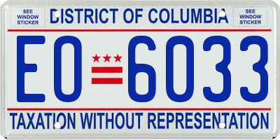 DC license plate EO6033