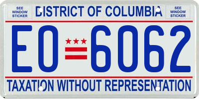 DC license plate EO6062