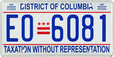 DC license plate EO6081