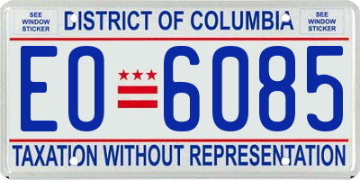 DC license plate EO6085