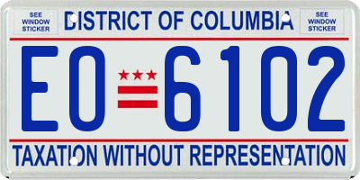 DC license plate EO6102