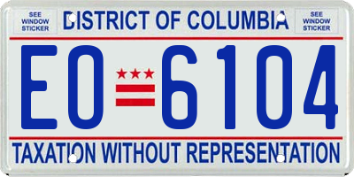 DC license plate EO6104