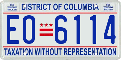 DC license plate EO6114