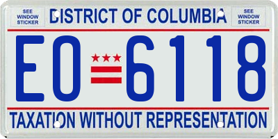 DC license plate EO6118