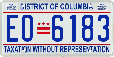 DC license plate EO6183